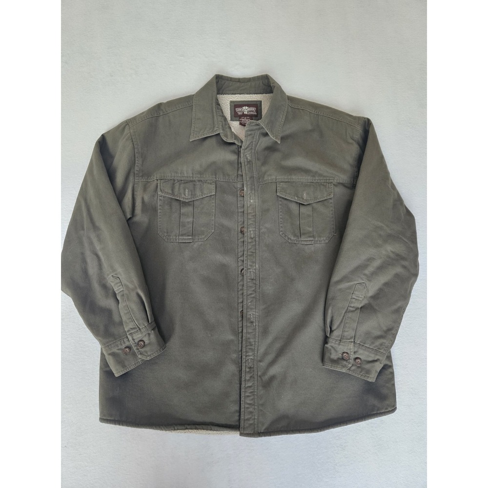 Levis Mens XL‎ Sherpa Lined Canvas Shirt Jacket Olive Green Heavy Worker Shacket